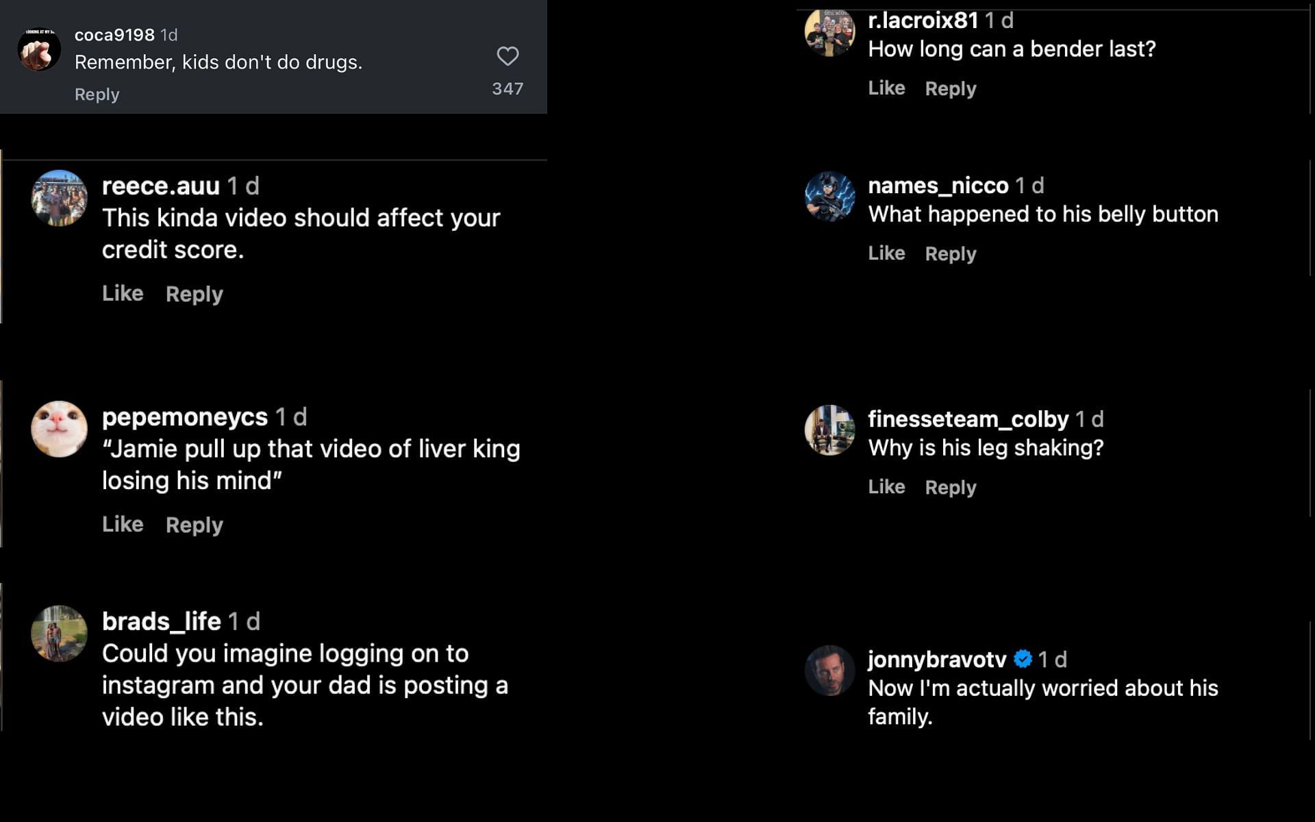 Screenshots of fan reactions to the post